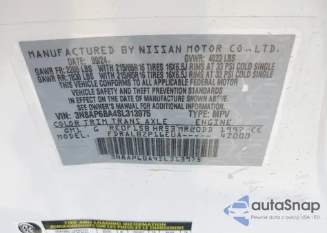 2025 Nissan Kicks S Fwd из США, поврежденный, VIN 3N8AP6BA4SL313975